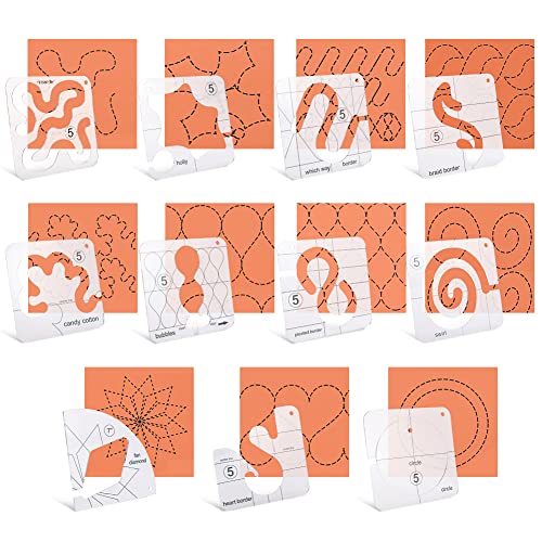 AUMACHEN 14 PCs Free Motion Quilting Template Set Includes 11 Quilting Templates 3mm, High Shank Ruler Foot, Non-Slip Grips, Free Motion Quilting Rulers and Templates for DIY Quilting on Sewing Machine - Image 4