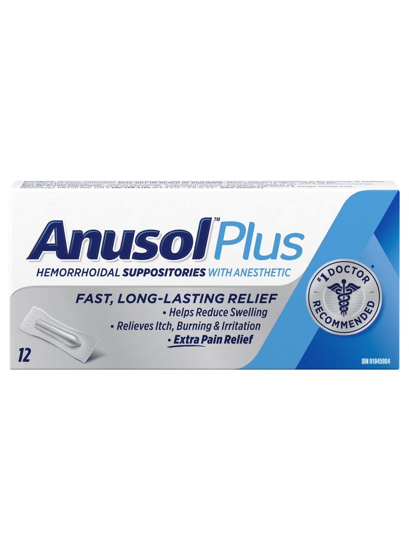 ANUSOL plus Hemorrhoidal Suppositories with Anesthetic 12 count