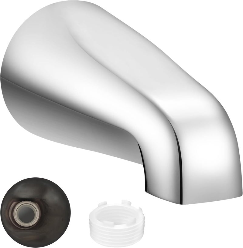 Coolfell Universal Bath Tub Spout with Adapter, Bathtub Faucet Spout Without Diverter, 5" Length Bathtub Faucet for 1/2'', 3/4'' IPS Inside Thread Connection and Tub/Shower Faucet (Chrome) - Image 1