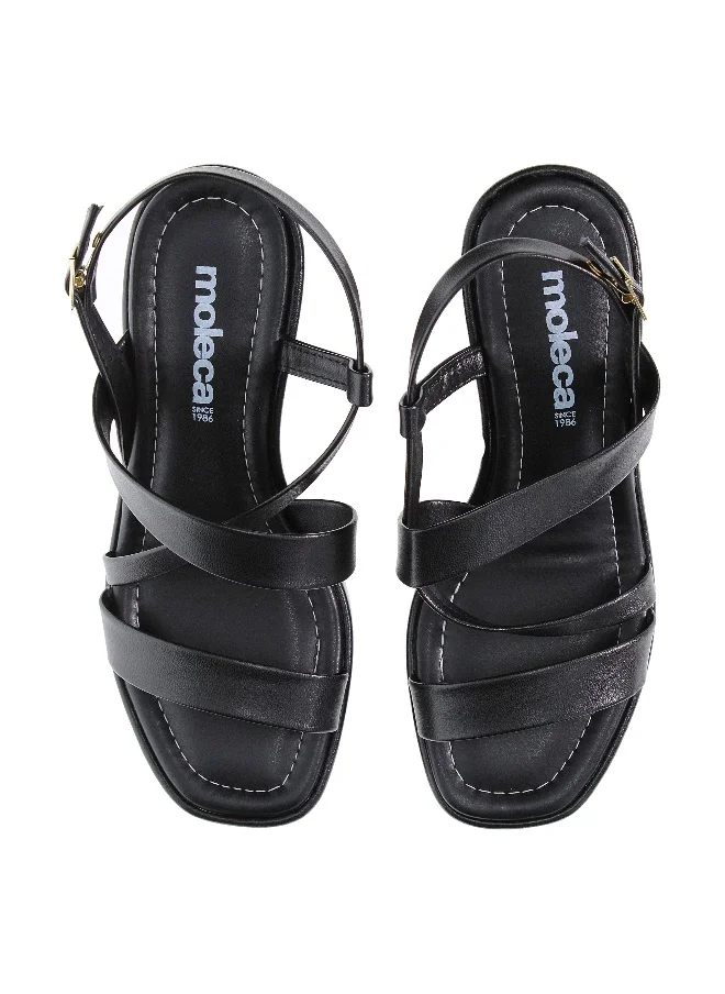 MOLECA Moleca Ladies Wedge Sandals Black | Made In Brazil