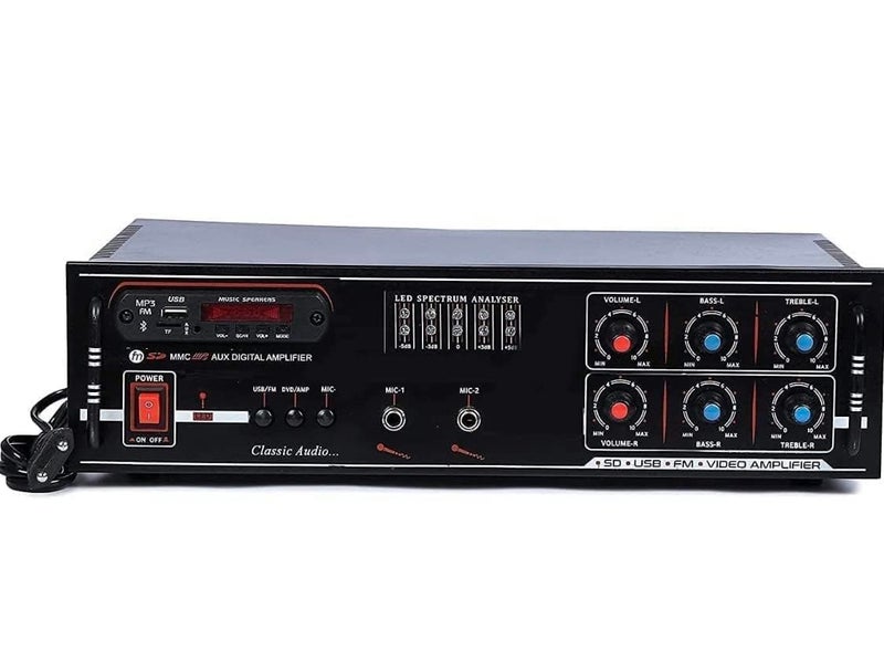 Tech-Lobby ® Sterio Sound 5500 watt p.m.p.o Amplifier with Recording,Echo MIC, New Feature USB,AUX,MIC,BLUTHOOTH,AV,2RC-Build in BLUTHOOTH with 8 Transistor 4 Channel Circuit Power AV Amplifier - Image 1