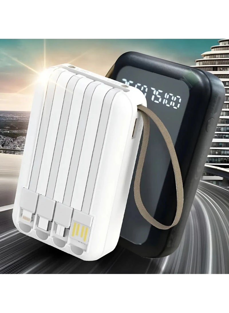 Power Bank Charging 10000mAh 4 DEVICES CHARGING TOGETHER, LED Digital Display, Portable Travel Power Bank Charger, (C137) - black