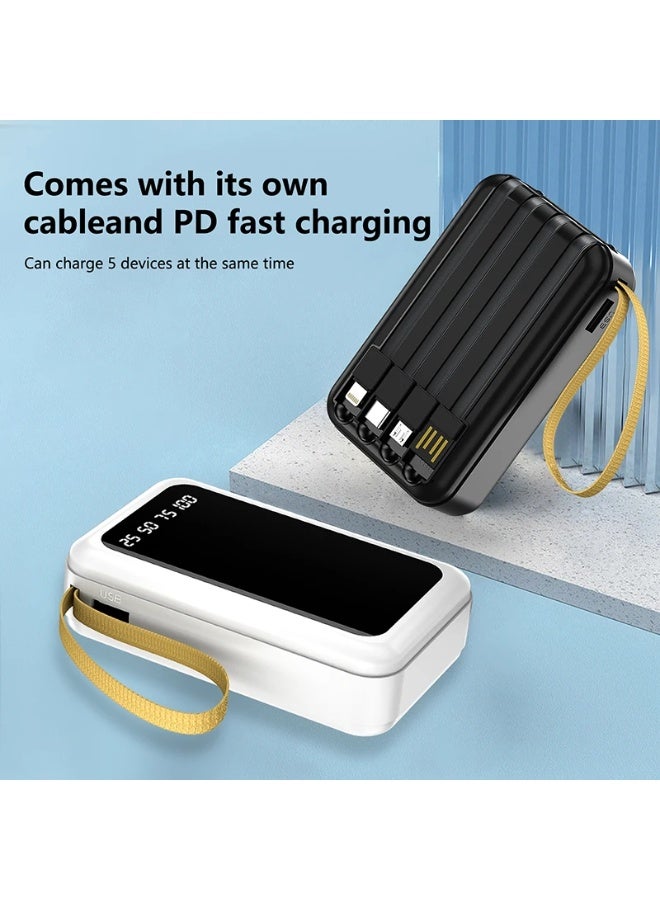 Power Bank Charging 10000mAh 4 DEVICES CHARGING TOGETHER, LED Digital Display, Portable Travel Power Bank Charger, (C137) - black