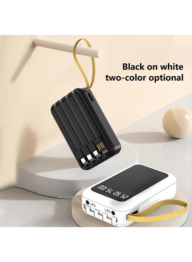 Power Bank Charging 10000mAh 4 DEVICES CHARGING TOGETHER, LED Digital Display, Portable Travel Power Bank Charger, (C137) - black