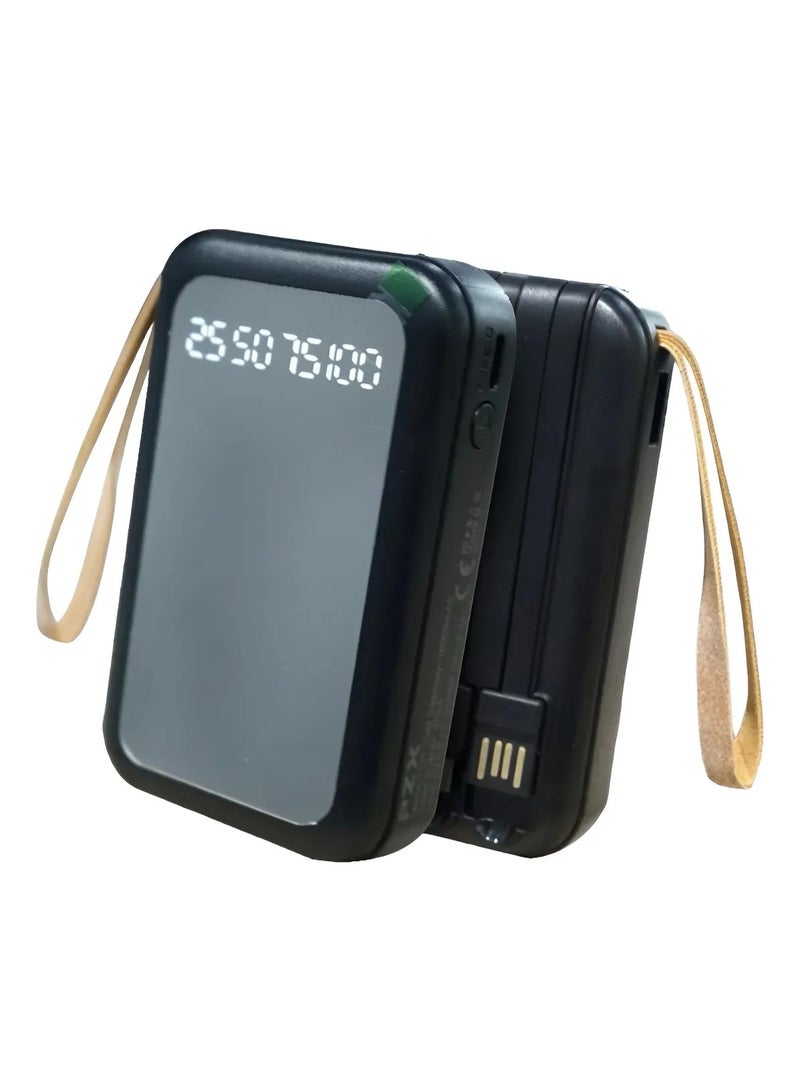 Power Bank Charging 10000mAh 4 DEVICES CHARGING TOGETHER, LED Digital Display, Portable Travel Power Bank Charger, (C137) - black