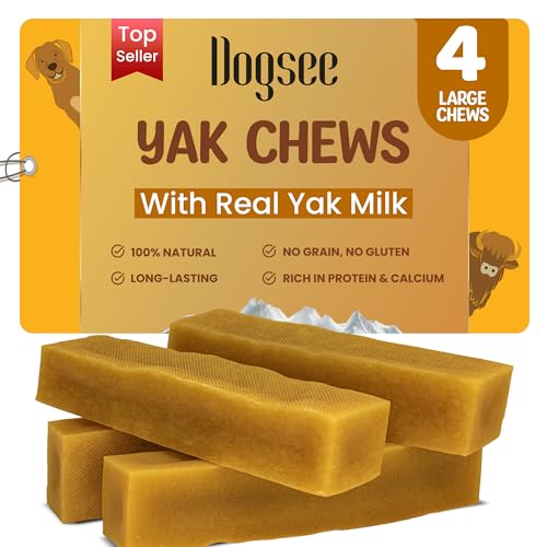 Dogsee Original Yak Cheese Himalayan Dog Chews 1lb (Large - 4 Bars) | 100% All Natural | Dog Treats Large Breed | Dog Chews Long Lasting for Aggressive Chewers | High Protein Dental Sticks - Image 1