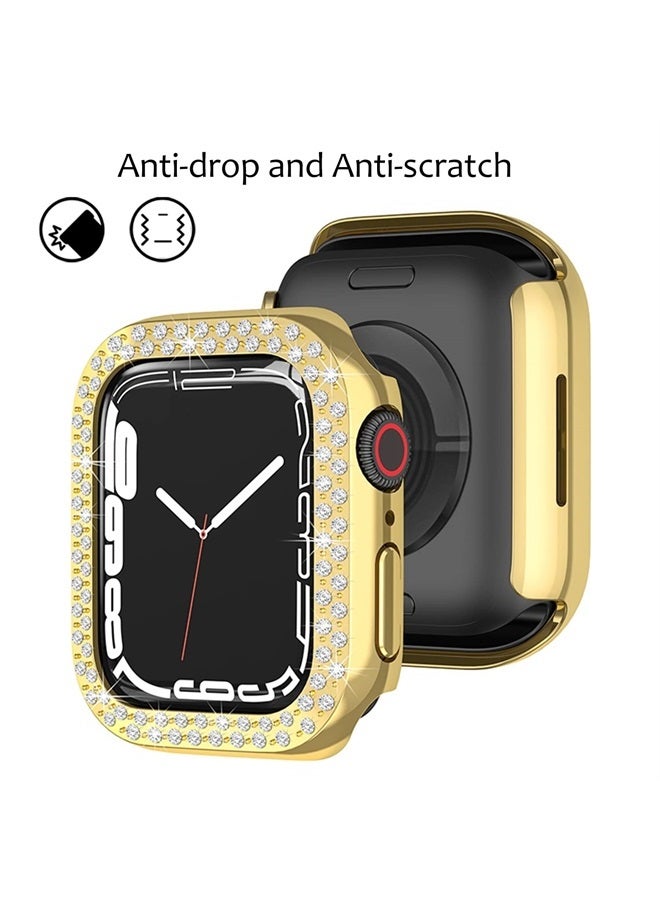 DEALELE Bands Compatible with iWatch 40mm 44mm, Bling Rhinestone Diamond Metal Strap with Protective Case Cover Replacement for Apple Watch Series 6/5 / 4 / SE Women Men (40mm, Gold) - Image 3