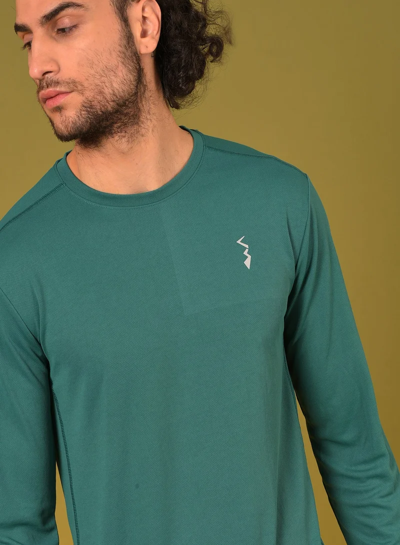 CAHOOT  Men's Solid Forest Green Activewear T-Shirt For Casual Wear | Dri-Fit Long Sleeve Activewear T-Shirt Crafted With Comfort Fit And High-Performance For Everyday Wear for Men | Best Price UAE