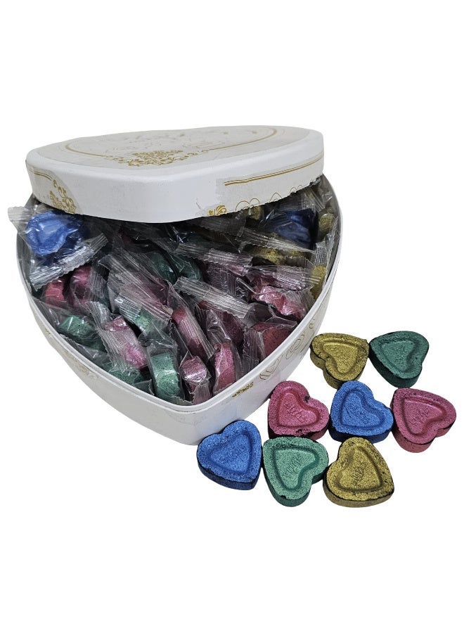 Heart-shaped colored charcoal in a heart-shaped box, 60 pieces in assorted colors - Image 1