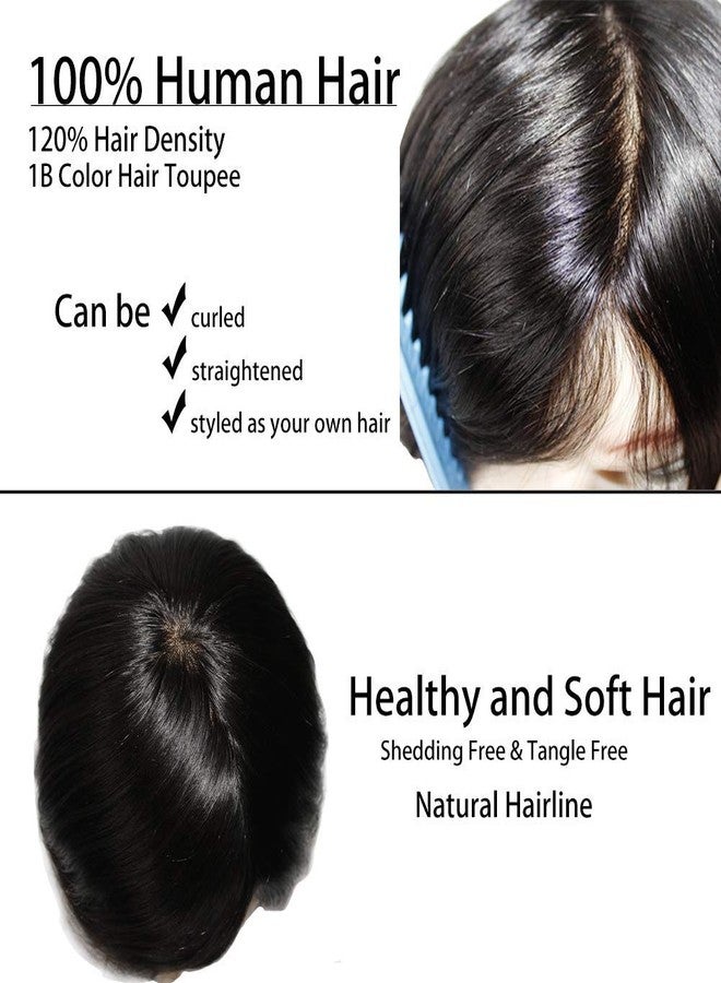 EUPHORIA® 10x8 Original PREMIUM MONO Hair Patch for Men 100% Natural Black Human Hair Wig Install with Hair Toupee Tape, Clips or Glue - Image 4