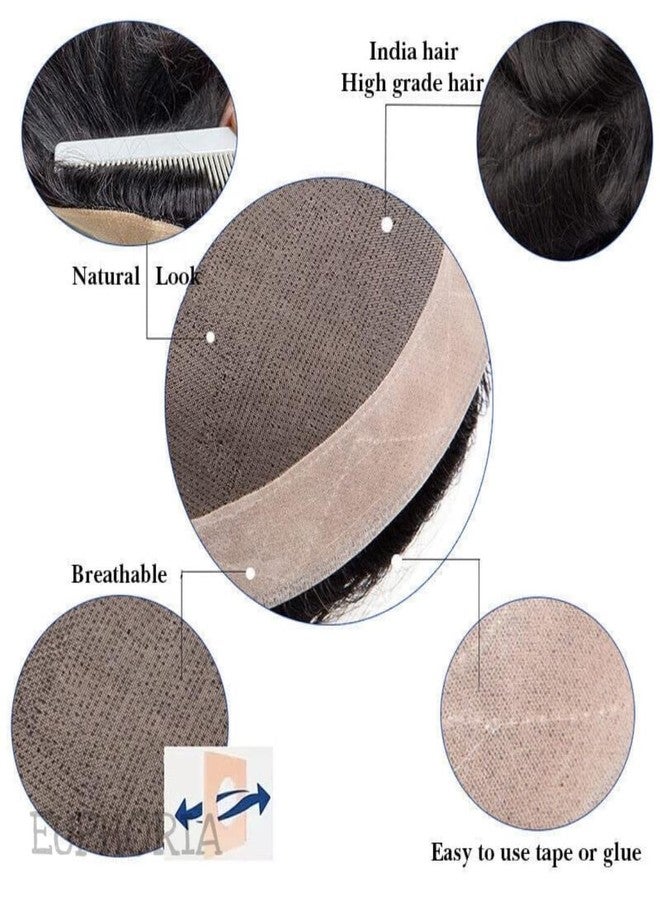 EUPHORIA® 10x8 Original PREMIUM MONO Hair Patch for Men 100% Natural Black Human Hair Wig Install with Hair Toupee Tape, Clips or Glue - Image 2