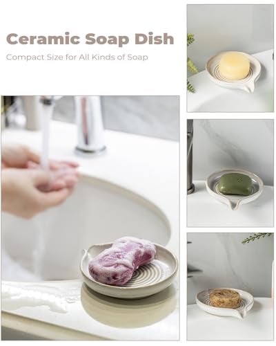 Zoeeker Self Draining Soap Dish, Ceramic Drain Soap Holder Waterfall Design Soap Saver for Shower, Bathroom, Sink, Kitchen and Countertop, Keeps Dry, Speckled Glaze - Image 5