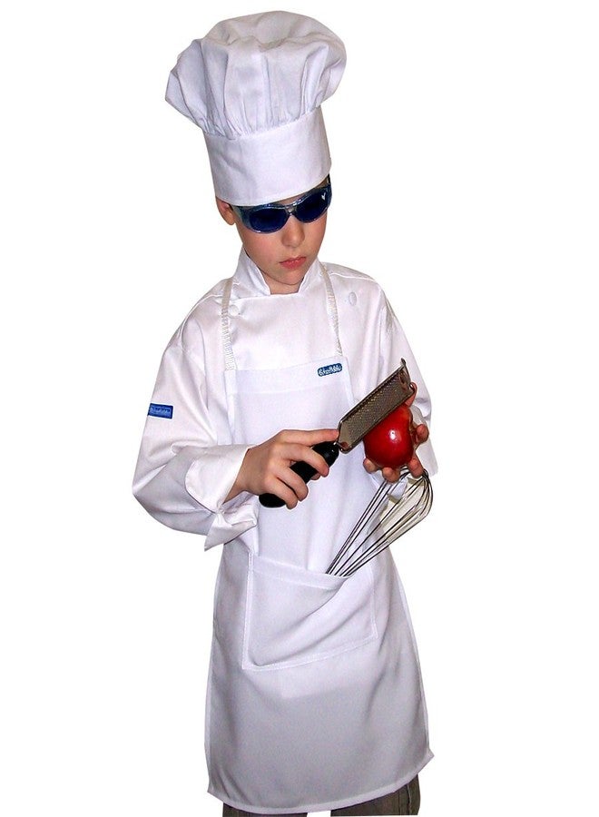 شيف سكين طقم مريلة وقبعة طاهٍ من CHEFSKIN، أبيض، قماش خفيف للغاية، ناعم ومريح، زي تنكري رائع للطهاة واللعب، هدية رائعة (للمراهقين والبالغين). - Image 1