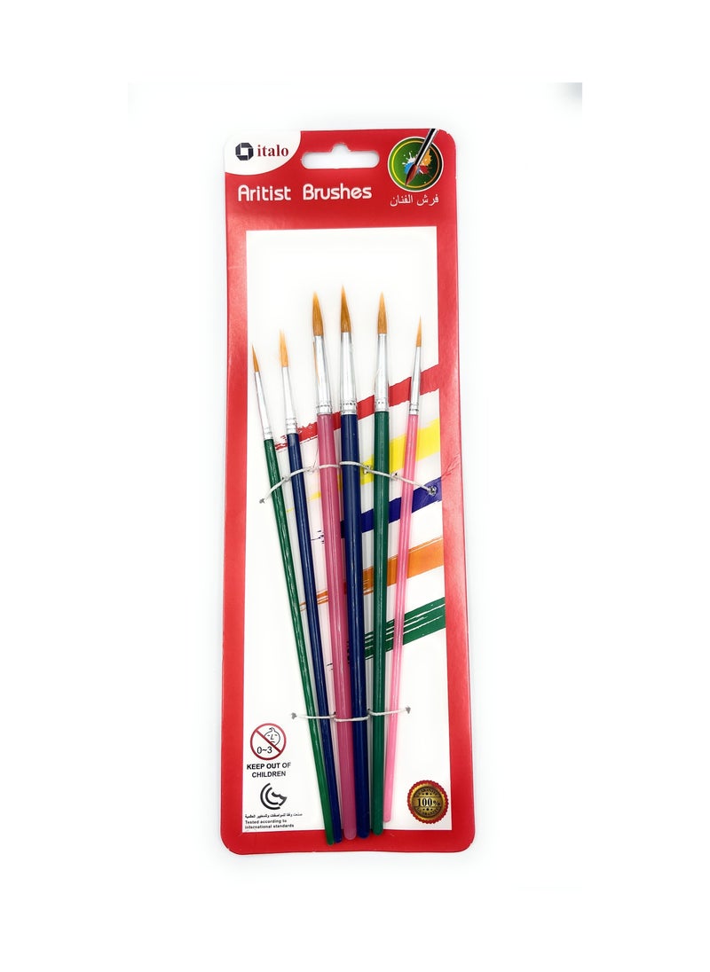 ITALO 6-Piece Artists Paint Brush Set 