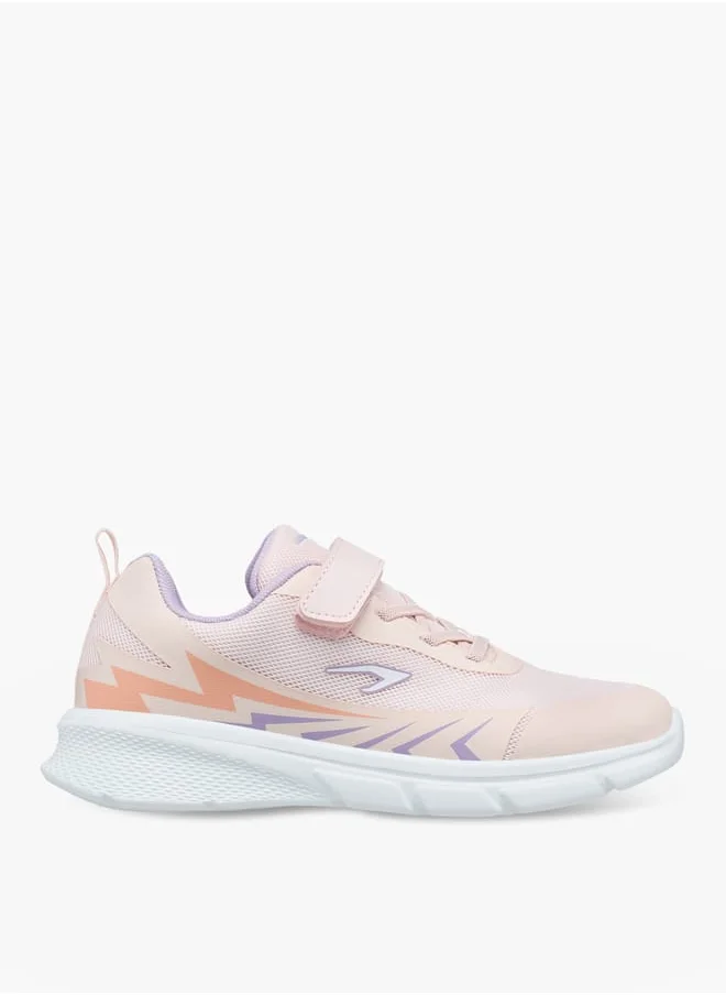 Dash Girls Printed Lace Detail Sports Shoes with Hook and Loop Closure