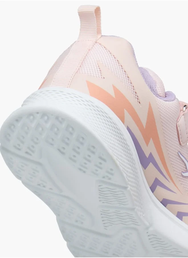 Dash Girls Printed Lace Detail Sports Shoes with Hook and Loop Closure