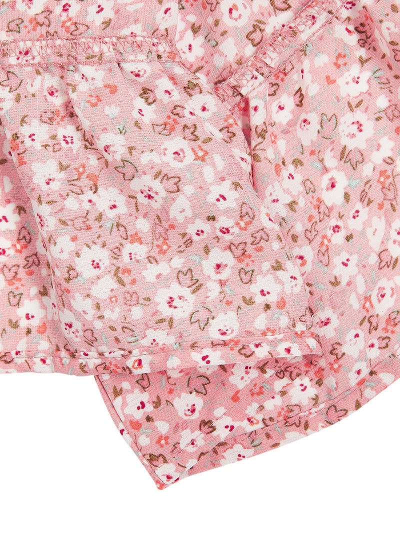 Floerns Girl's Floral Print Sleeveless Ruched Ruffle Hem A Line Cami Short Dress Pink 11-12Y - Image 5