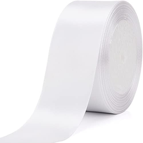Nsilu 25 Yards 1-1/2 inches Wide Satin Ribbon Suitable for Wedding, Party and Gift Box Packaging Ribbon (White, 1-1/2") - Image 2