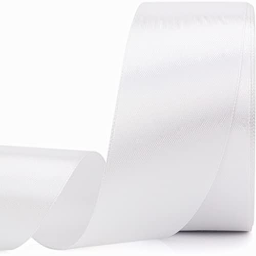 Nsilu 25 Yards 1-1/2 inches Wide Satin Ribbon Suitable for Wedding, Party and Gift Box Packaging Ribbon (White, 1-1/2") - Image 1