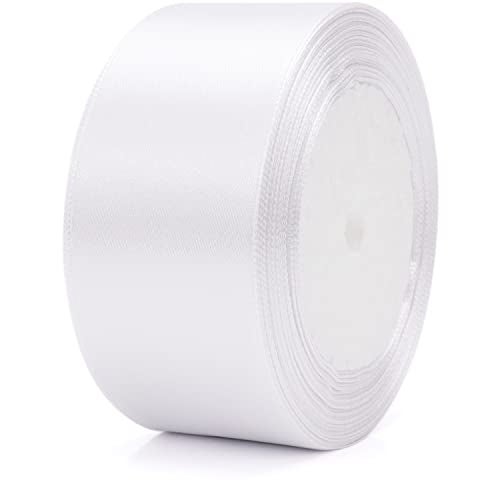 Nsilu 25 Yards 1-1/2 inches Wide Satin Ribbon Suitable for Wedding, Party and Gift Box Packaging Ribbon (White, 1-1/2") - Image 4