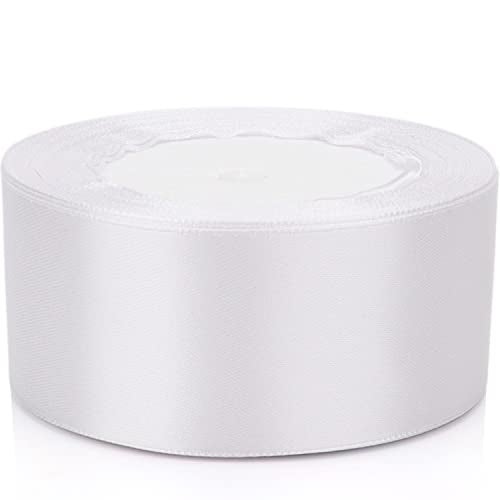 Nsilu 25 Yards 1-1/2 inches Wide Satin Ribbon Suitable for Wedding, Party and Gift Box Packaging Ribbon (White, 1-1/2") - Image 5
