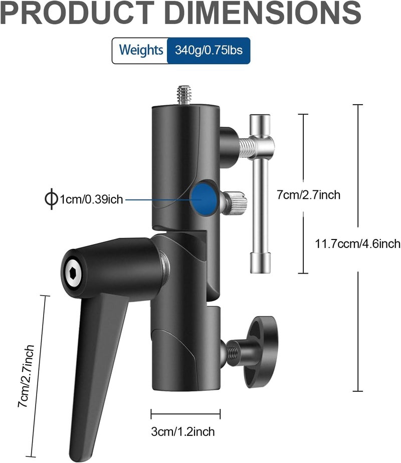 Wellmaking Flash Speedlite Bracket for Camera - Swivel Design with Umbrella/Reflector Mount, Compatible with Canon, Nikon, Pentax, Olympus, Nissin, Metz and More - Image 3