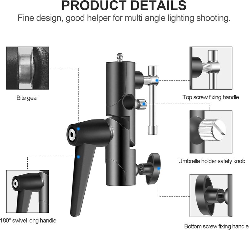Wellmaking Flash Speedlite Bracket for Camera - Swivel Design with Umbrella/Reflector Mount, Compatible with Canon, Nikon, Pentax, Olympus, Nissin, Metz and More - Image 5