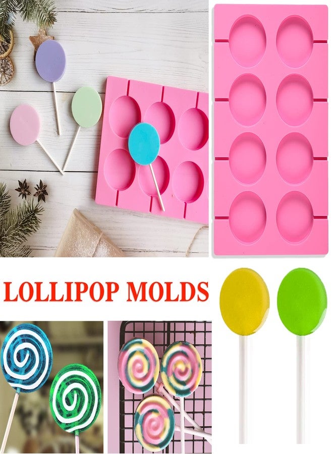 BKPPLZP 2x8 Capacity Round Silicone Lollipop Molds,Nonstick Chocolate Hard Candy Mold Silicone Sucker Mold with 20 Sticks for Hard Candies,Chocolate,Bread,Jellies,Suction Cup,Etc - Image 2