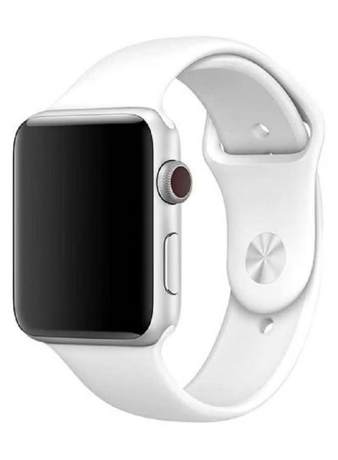 Zaboon Sports Band for Apple Watch 42/44/45mm Soft Silicone Replacement Wrist Strap Compatible with iWatch Apple Watch Series 7/SE/6/5/4/3/2/1 Soft White  - Image 1