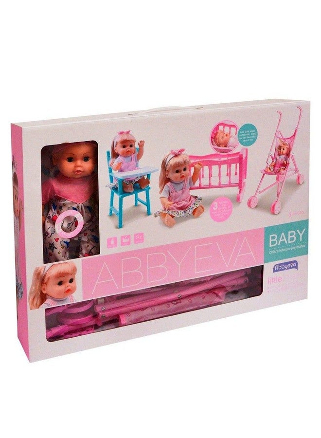 Plutofit Baby Doll Stroller Foldable Baby Pram Trolley with Doll Assembled Pretend Play Carrier Stroller Toy - Image 5