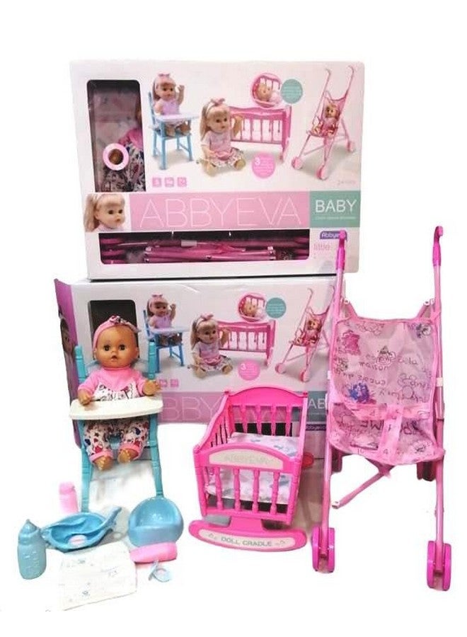 Plutofit Baby Doll Stroller Foldable Baby Pram Trolley with Doll Assembled Pretend Play Carrier Stroller Toy - Image 2