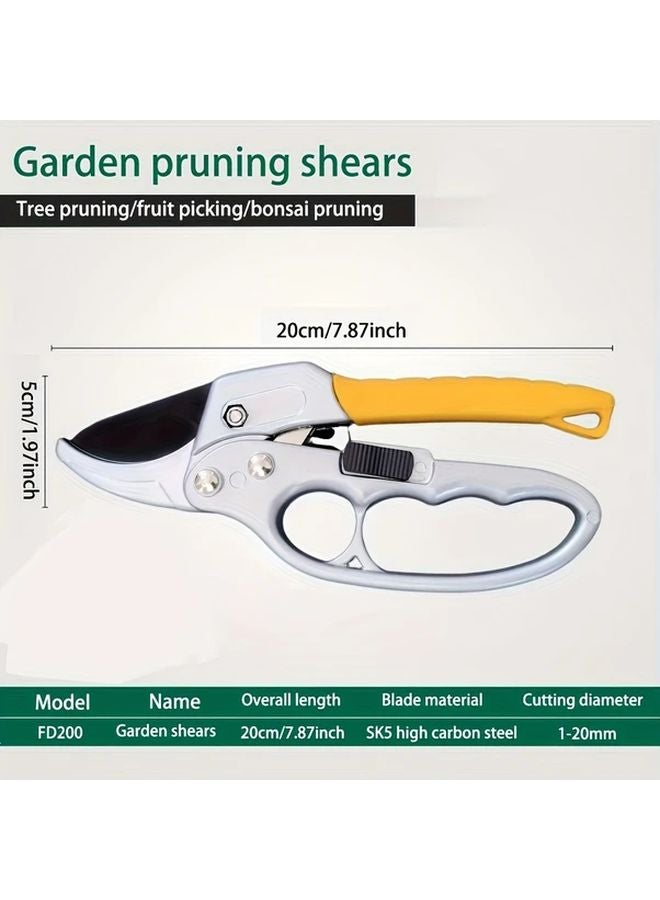 Manganese Steel Manual Gardening Pruning Scissors Yellow Pulley Shears Rust Resistant - Image 1