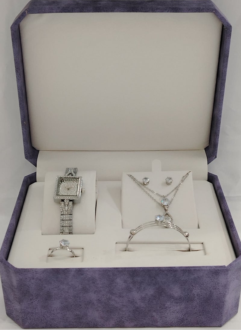 Generic Soft and elegant women's sets, zircon, steel watch 