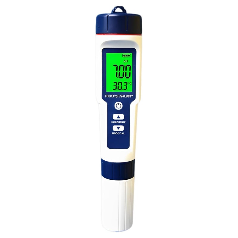 [Meet international specs] 5-in-1 Water Quality Tester, Digital PH Meter, Salinity Tester, TDS Temp Meter, Multi-Parameter Water Testing Pen with Large LCD, ±0.05pH High Precision, Calibration Powders Included Top rated sales item Fit multiple scenarios Multi functional Easy for adults & kids Rare in stock Limited quantity for sale Saudi family favorite Irresistible price Improve daily life Reliable quality Easy store & operate Match Saudi living habits Full buyer satisfaction Limited availability Durable for repeated use Fit Saudi festive occasions Buyer exclusive unique piece Limited stock New season item Quality verified by buyers Local stock available Limited production Fresh arrival local warehouse Lightweight & portable - Image 1