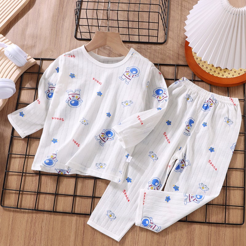 2024 New Childrens Cotton Pajama Set The White Astronaut 