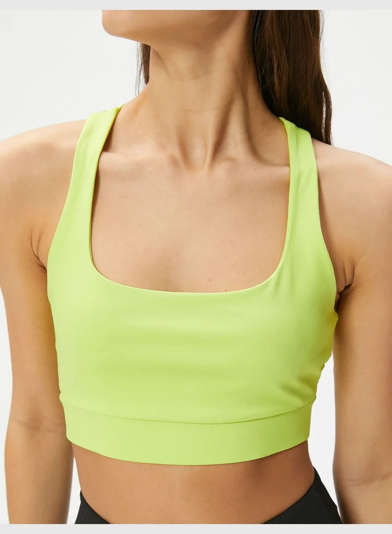 كوتون Back Cross Straps Sports Bra with Cup Halter Neck