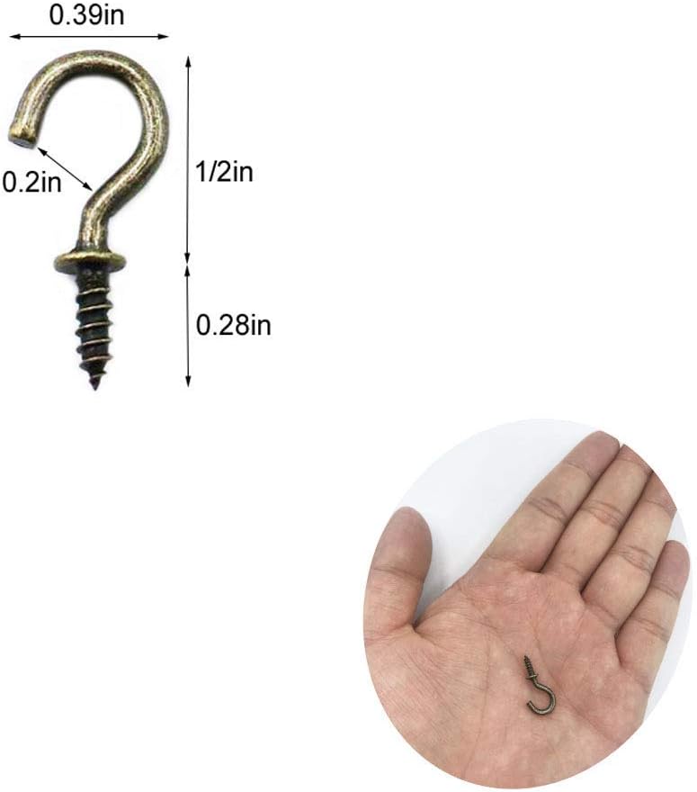 IDEALSV Small 1/2'' Cup Hook - Bronze Screw-in Light DIY Jewelry Hooks (60 Pack) - Image 2