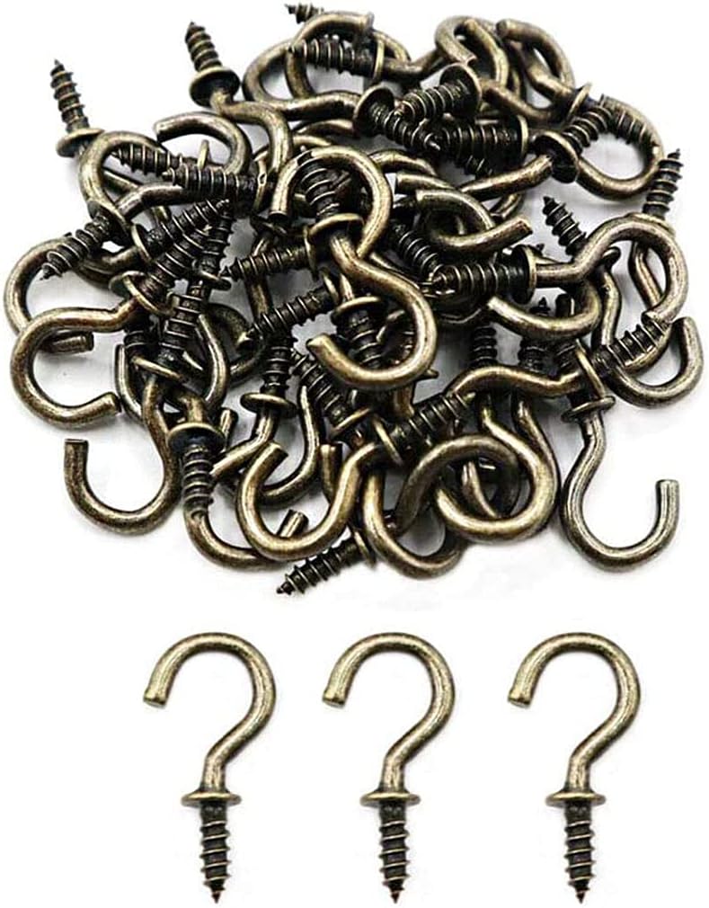 IDEALSV Small 1/2'' Cup Hook - Bronze Screw-in Light DIY Jewelry Hooks (60 Pack) - Image 1