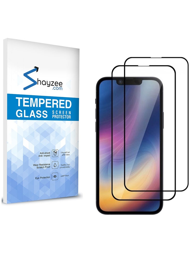 shAyzee 2 Pack Tempered Glass Screen Protector For iPhone 13/13 Pro 6.1 Inch Clear/Black - Image 1