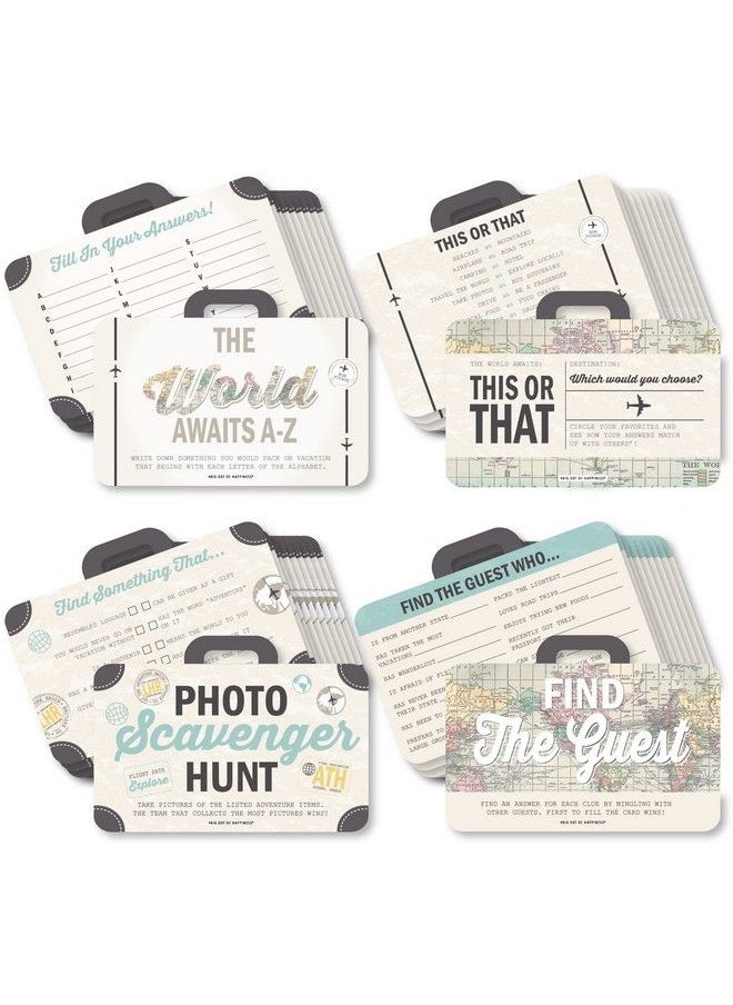 Big Dot of Happiness World Awaits 4 Travel Themed Party Games 10 Cards Each Gamerific Bundle  - Image 1