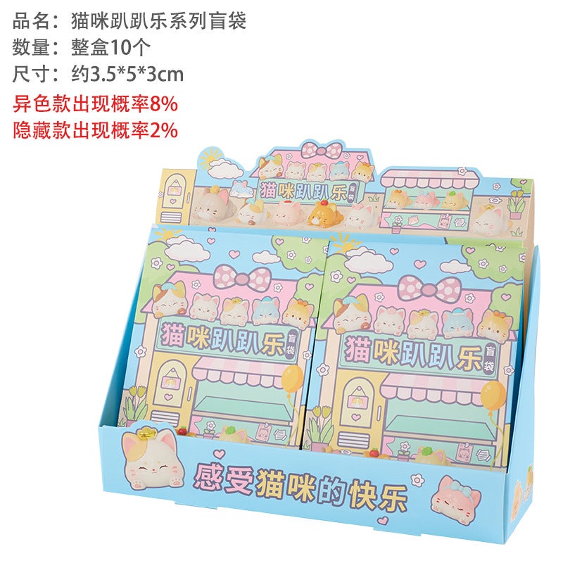 Cute Cat Blind Box Resin Figures Office Desk Decor 10 cat lying tablets