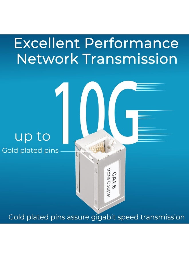 fantasize محول RJ45 محمي 5 قطع، موسع كابل إيثرنت، موصل أنثوي إلى أنثوي لكابل Cat7/ Cat6/ Cat5e، محول موسع إيثرنت باللون الفضي - Image 5