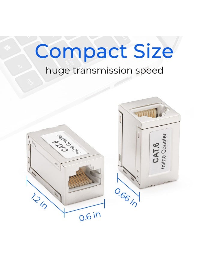 fantasize محول RJ45 محمي 5 قطع، موسع كابل إيثرنت، موصل أنثوي إلى أنثوي لكابل Cat7/ Cat6/ Cat5e، محول موسع إيثرنت باللون الفضي - Image 3