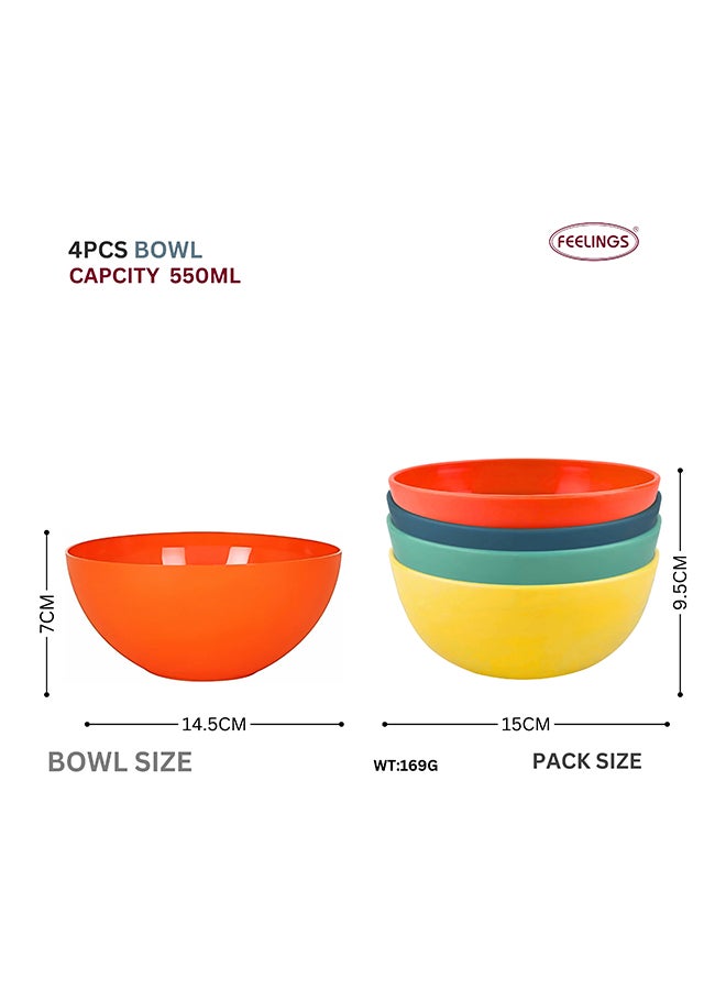 Feelings Feelings Plastic Salad Bowl  4Pcs Set (17Cm) | Sturdy & Reusable  - Image 2