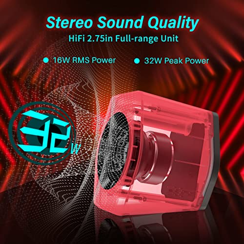 EDIFIER مكبرات الصوت Edifier G2000 بقوة 32 واط لأجهزة الكمبيوتر المكتبية والألعاب واللابتوب وماك ووفر مكبرات الصوت بلوتوث USB مدخل 3.5 مم إضاءة RGB مكبرات صوت متعددة الوسائط حمراء - Image 2