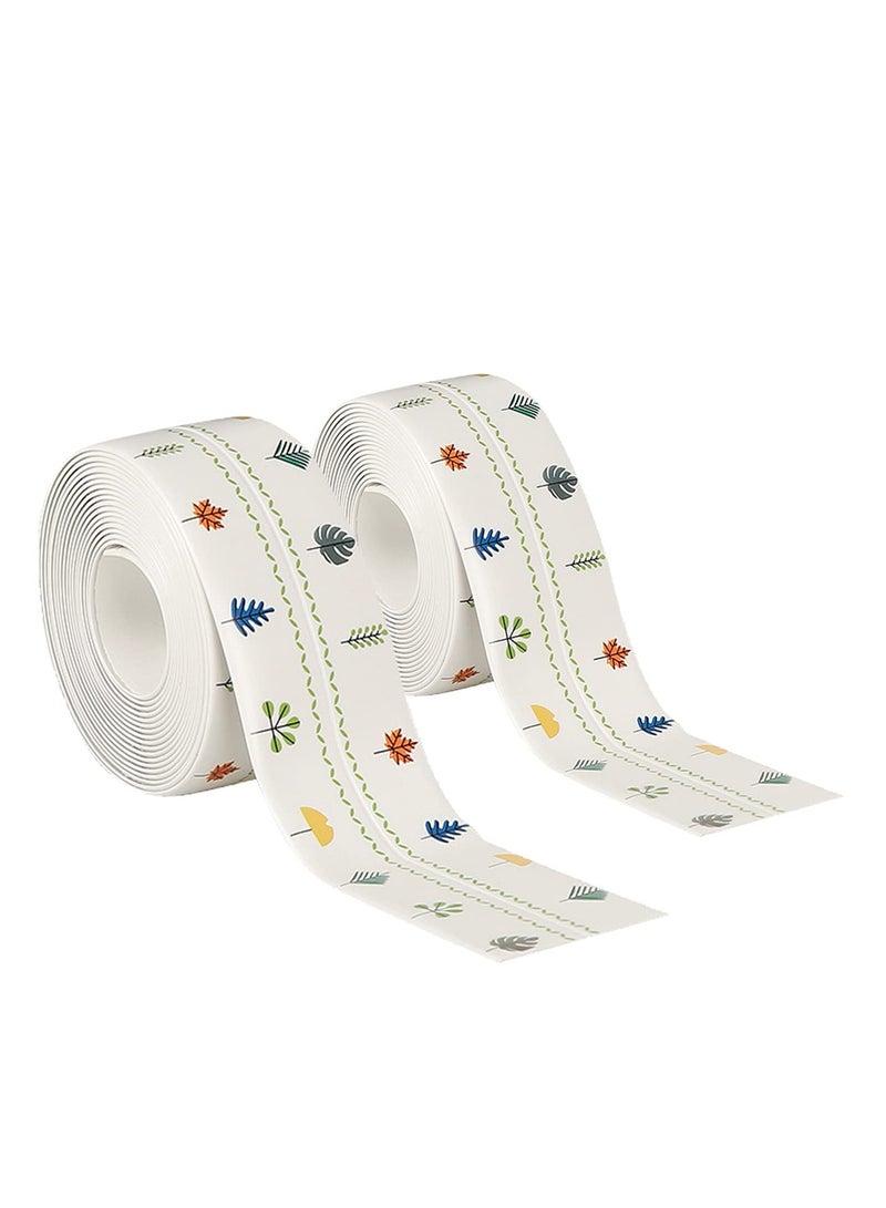 Suntown 2 Rolls Sealing Tape Caulk Tape 20 ft, Bathtub Caulk Strip 38mm, Waterproof Silicone Sealant for Bathroom, Baths & Showers Sealing Strip (printing) - Image 1