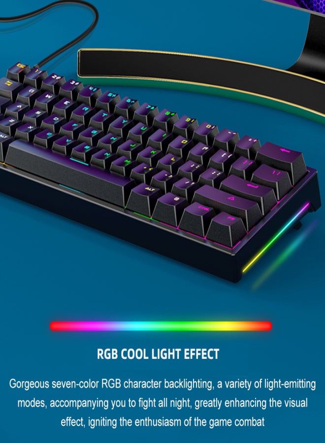 BAJEAL Mechanical Keyboard 61-key Gaming Keyboard High-quality Blue Switches Durable and Compact Design Various RGB Backlit Ergonomic Design for Windows Mac OS Linux and More - Image 2