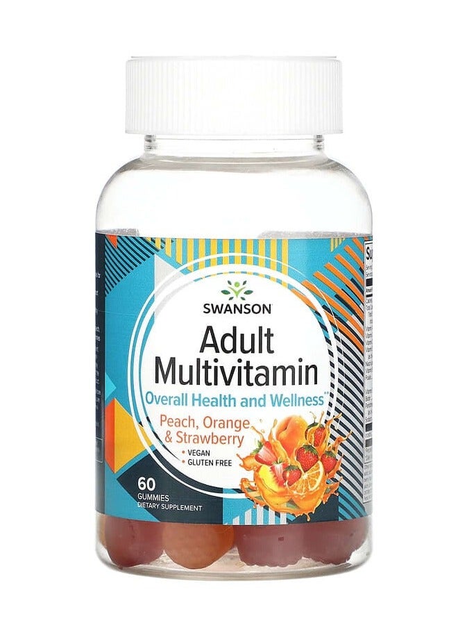 SWANSON dult Multivitamin, Peach, Orange & Strawberry, 60 Gummies