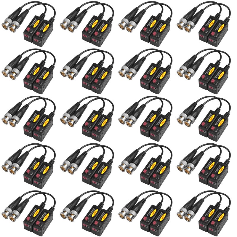 eoere 20 Pairs Passive HD BNC Video Balun Transceiver Transmitter AHDTVICVICVBS Cable Connectors for 720P960P1080P3MP5MP8MP CCTV Security Cameras