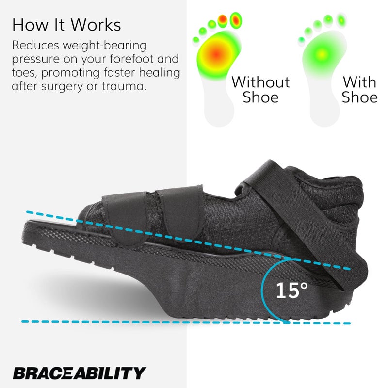 BraceAbility Forefoot Offloading Post-Op Shoe - Non-Weight Bearing Medical Wedge Boot for Diabetic Foot Ulcer, Metatarsal Fracture, Broken Toe, Bunion, Hammer Toe Surgery - Fits Men and Women (S) - Image 3